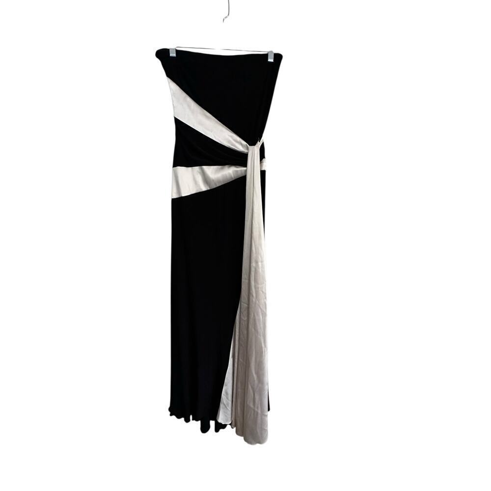 Vintage Jessica Mcclintock Black White Strapless Gunne Sax Gown Dress Size 4 - Picture 2 of 10
